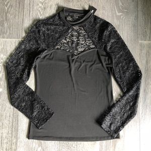 NWT Express Choker Cut Out Lace Sleeve blouse